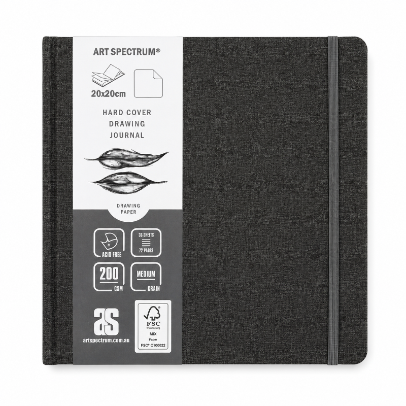 Dark Slate Gray Art Spectrum Drawing Hard Cover Journal, Charcoal Linen Cover, 20X20cm Journals & Notebooks