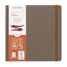 Dim Gray Art Spectrum Mixed Media Hard Cover Journal, Tan Linen Cover, 20X20cm Journals & Notebooks