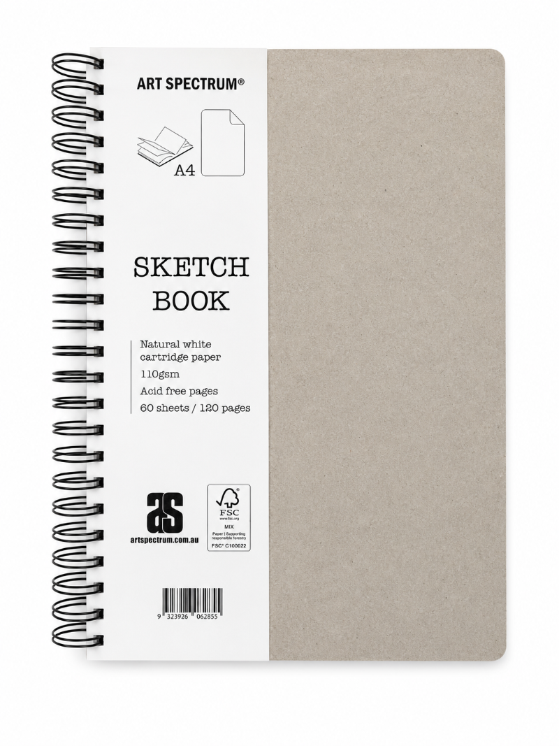 Dark Gray Art Spectrum Spiral Sketch Book, 110Gsm, A4, 60 Sheets Journals & Notebooks
