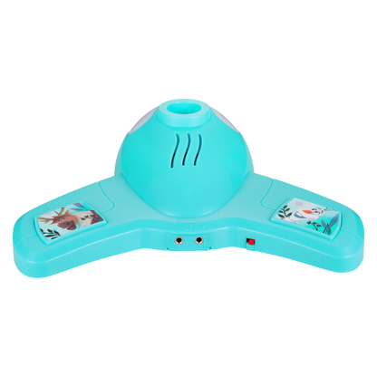 Teal Bluetooth karaoke stand control panel with two side buttons and speaker details