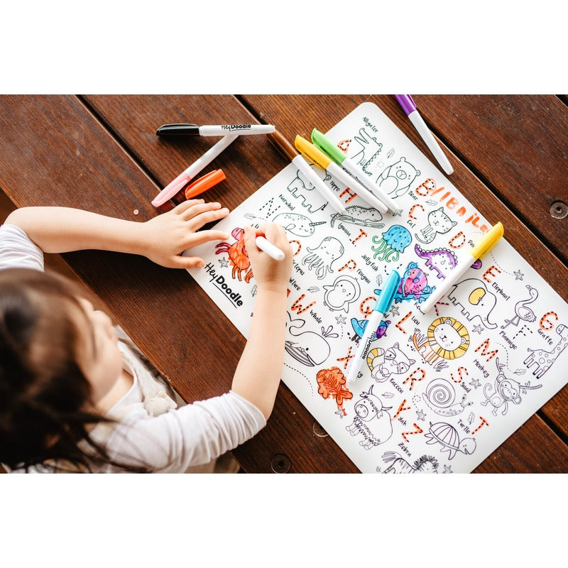 Light Gray HeyDoodle Into the Wild Classic Colouring & Doodle Mat, A3 Kids Colouring Books