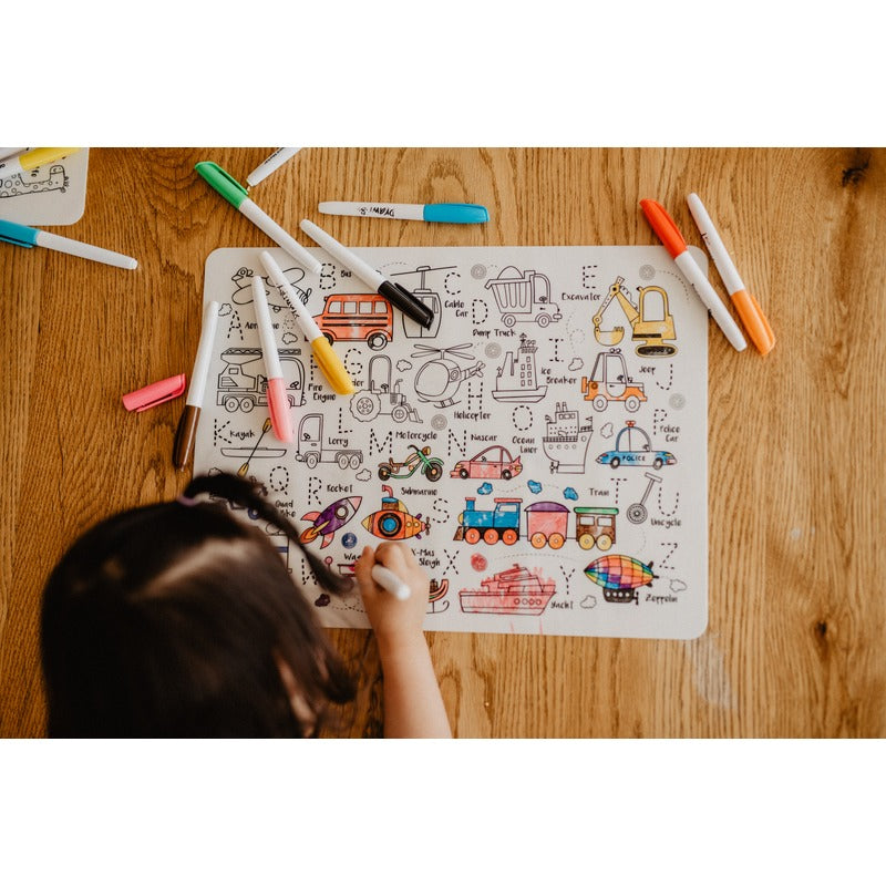 Dark Khaki HeyDoodle Toot Toot Honk Classic Colouring & Doodle Mat, A3 Kids Colouring Books