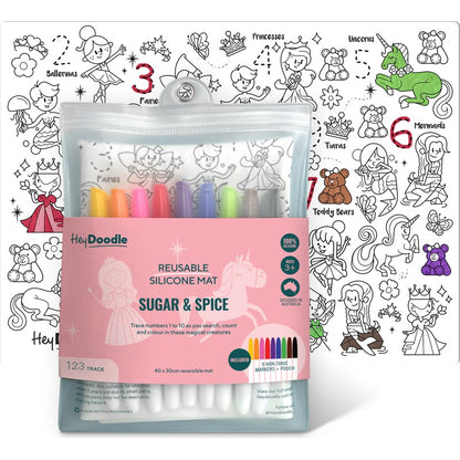 White Smoke HeyDoodle Sugar & Spice Classic Colouring & Doodle Mat, A3 Kids Colouring Books