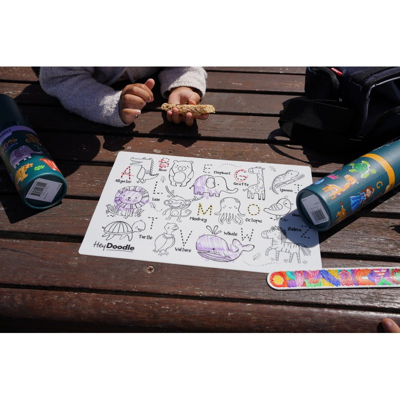 Black HeyDoodle Into The Wild Mini Colouring & Doodle Mat, A4 Kids Colouring Books