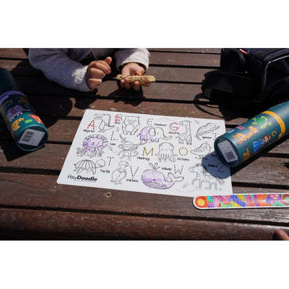 Black HeyDoodle Into The Wild Mini Colouring & Doodle Mat, A4 Kids Colouring Books