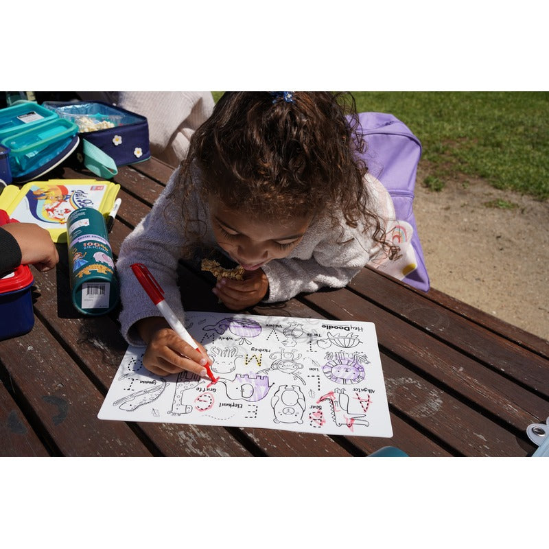 Dark Slate Gray HeyDoodle Into The Wild Mini Colouring & Doodle Mat, A4 Kids Colouring Books
