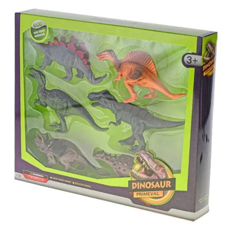 Dark Sea Green Primeval Dinosaur Toy Box Set B 6 pieces Dinosaur Toys