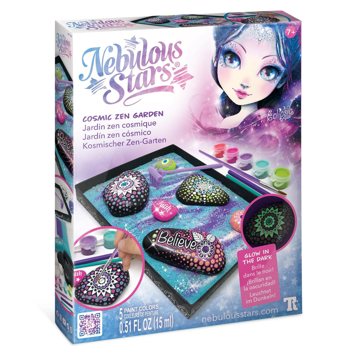 Cosmic Zen Garden craft kit box with painted stones and stencils
