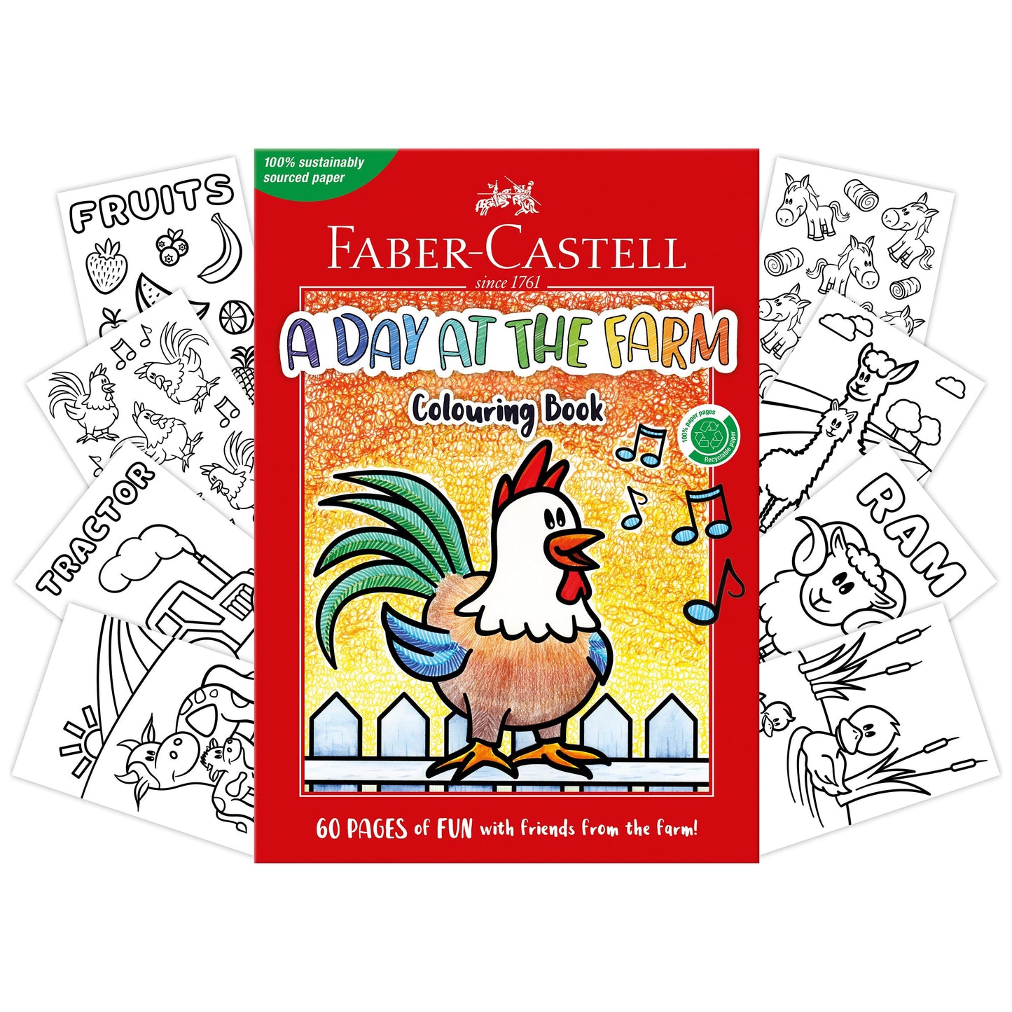 Black Faber Castell A Day at the Farm Colouring Book 60 pages Kids Colouring Books