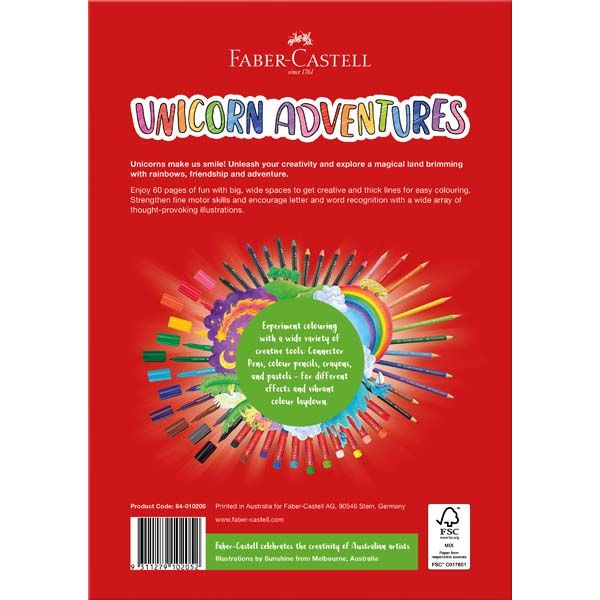 Firebrick Faber Castell Unicorn Adventures Colouring Book, A4 - 60 Pages Kids Colouring Books