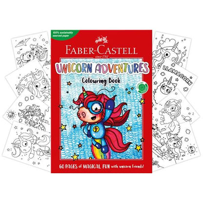 White Smoke Faber Castell Unicorn Adventures Colouring Book, A4 - 60 Pages Kids Colouring Books