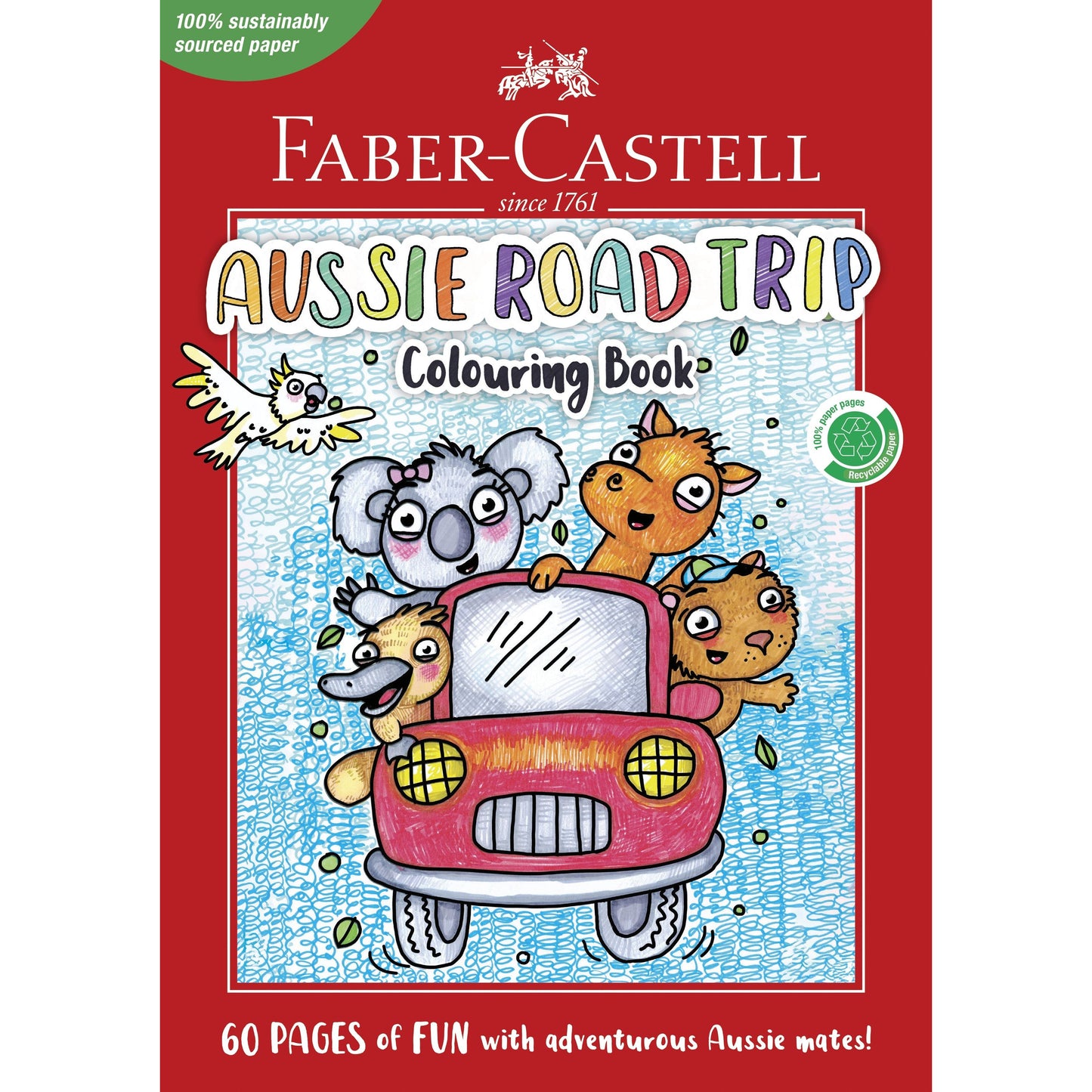 Firebrick Faber Castell Aussie Road Trip 60pg Colouring Book Kids Colouring Books