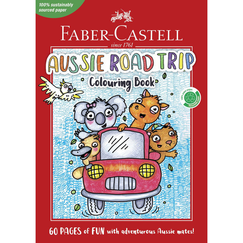 Firebrick Faber Castell Aussie Road Trip 60pg Colouring Book Kids Activities