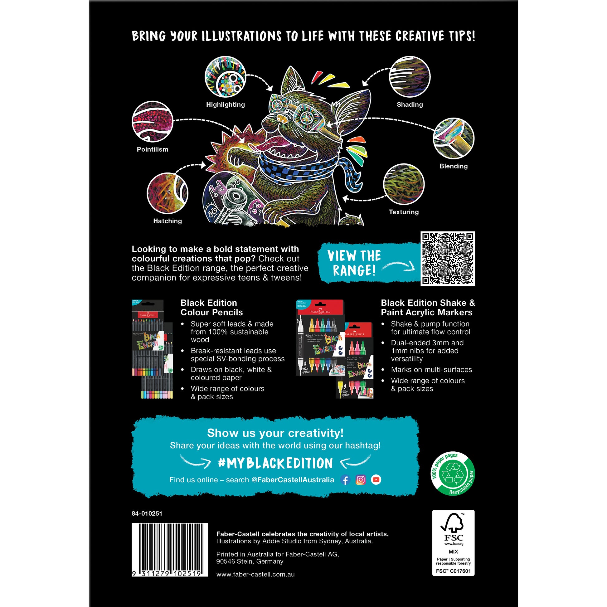 Black Faber Castell Black Edition Colouring Book 20 pages Kids Colouring Books