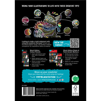 Black Faber Castell Black Edition Colouring Book 20 pages Kids Colouring Books