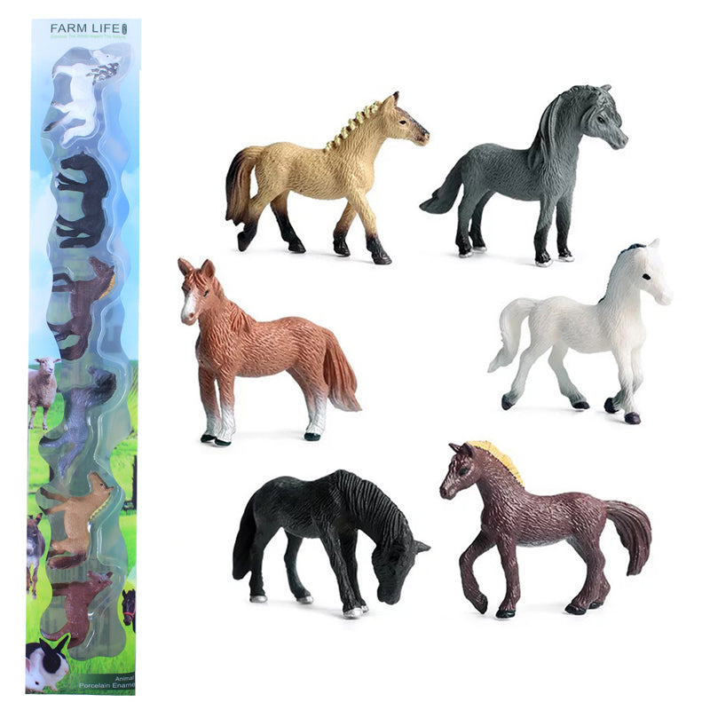 Gray Horses Figure Set 6pc Animal Toys