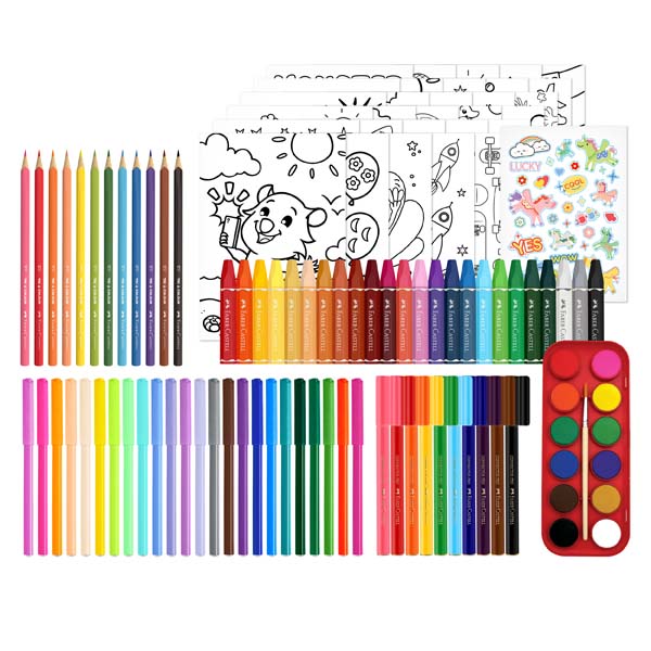 White Smoke Faber Castell Epic Creativity Case - 112 Pieces Kids Craft Kits