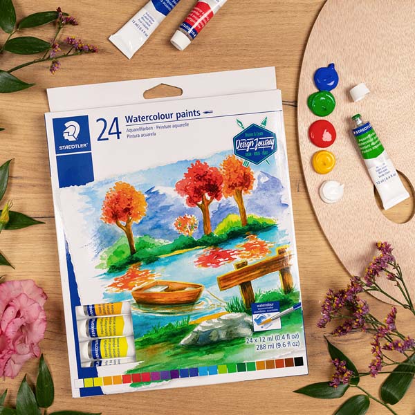 Dark Khaki Staedtler Design Journey Watercolour Paints, Assorted Colours, 12ml x 24Pk Watercolour Paints