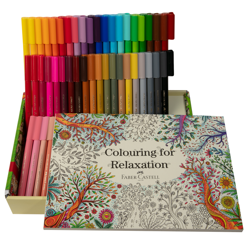 Dark Gray Faber Castell Colouring for Relaxation Gift Set Adult Colouring In Books