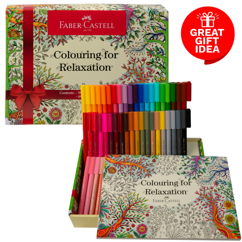 Dark Gray Faber Castell Colouring for Relaxation Gift Set Adult Colouring In Books