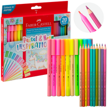 Gray Faber Castell Pastel & Neon Inspiration Set, Box of 20 Drawing Accessories