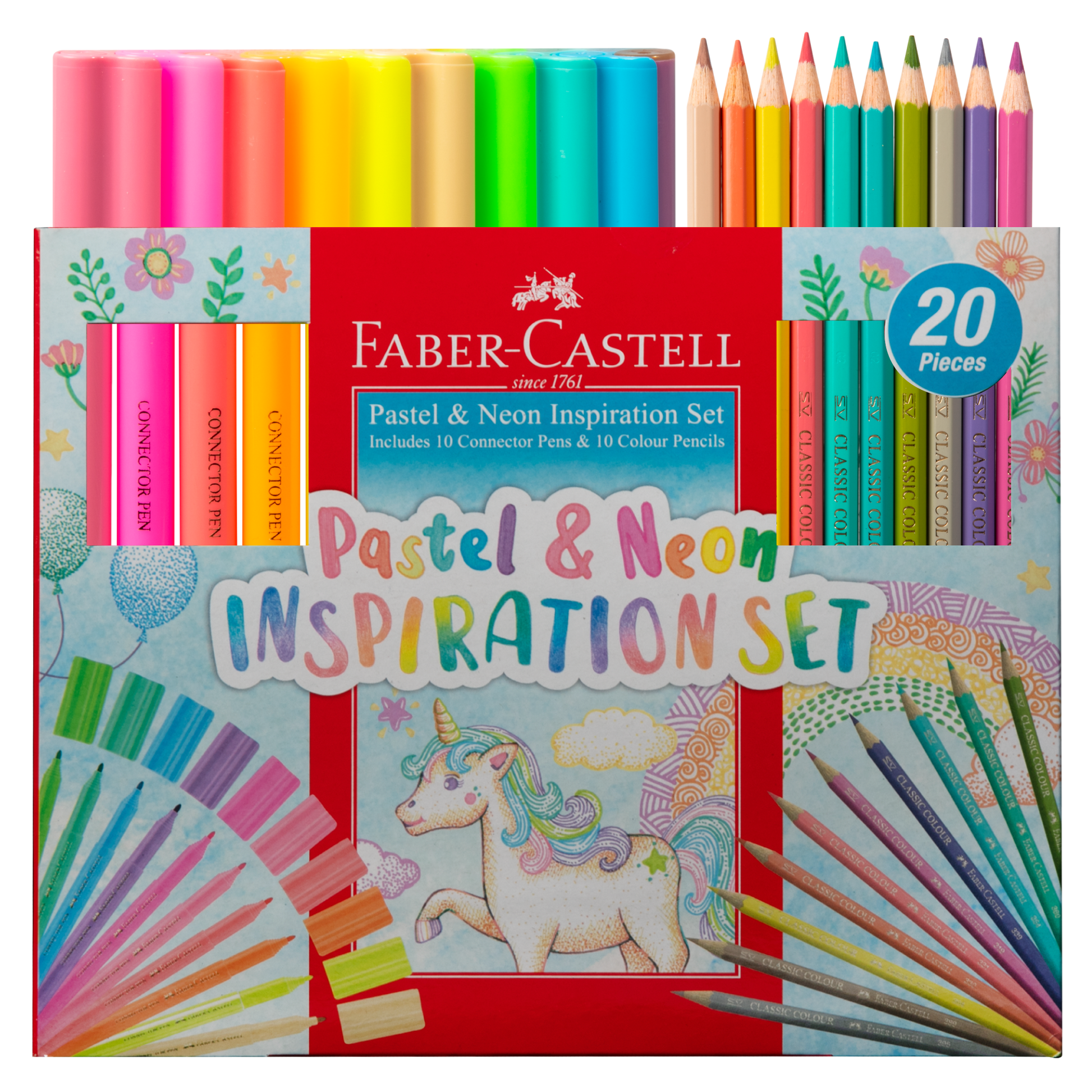 Dark Gray Faber Castell Pastel & Neon Inspiration Set, Box of 20 Drawing Accessories