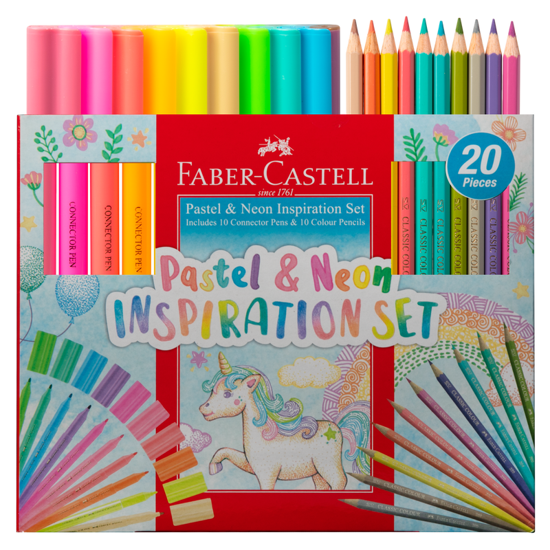 Dark Gray Faber Castell Pastel & Neon Inspiration Set, Box of 20 Drawing Accessories