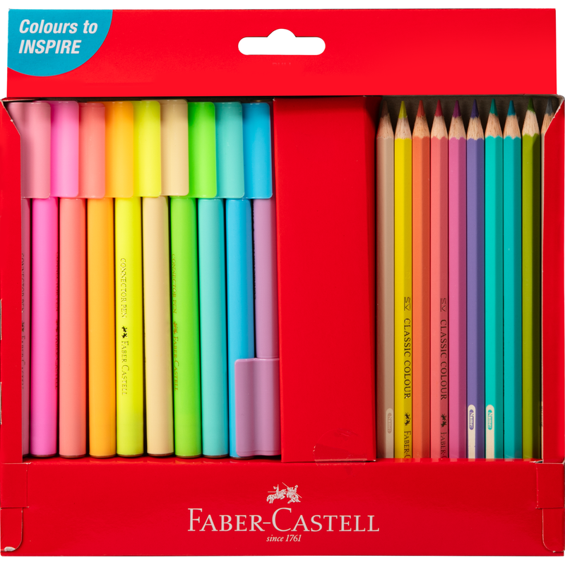 Sea Green Faber Castell Pastel & Neon Inspiration Set, Box of 20 Drawing Accessories