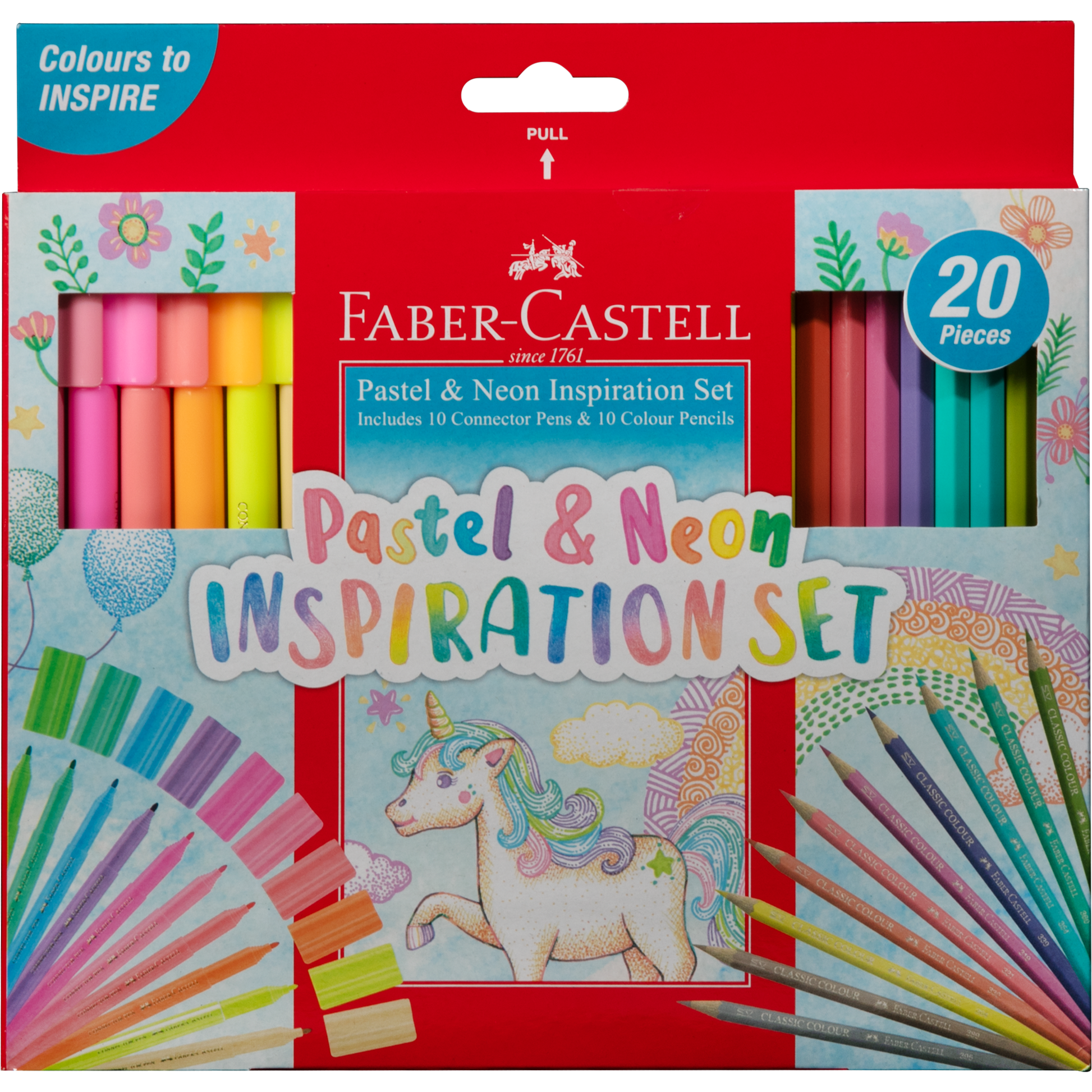 Dark Gray Faber Castell Pastel & Neon Inspiration Set, Box of 20 Drawing Accessories