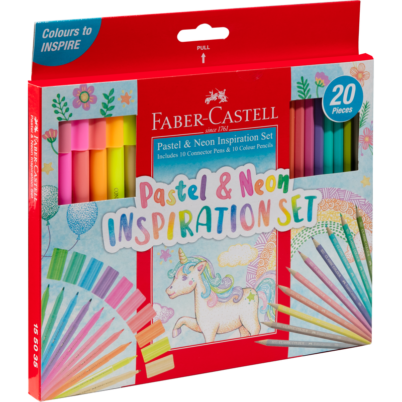 Gray Faber Castell Pastel & Neon Inspiration Set, Box of 20 Drawing Accessories