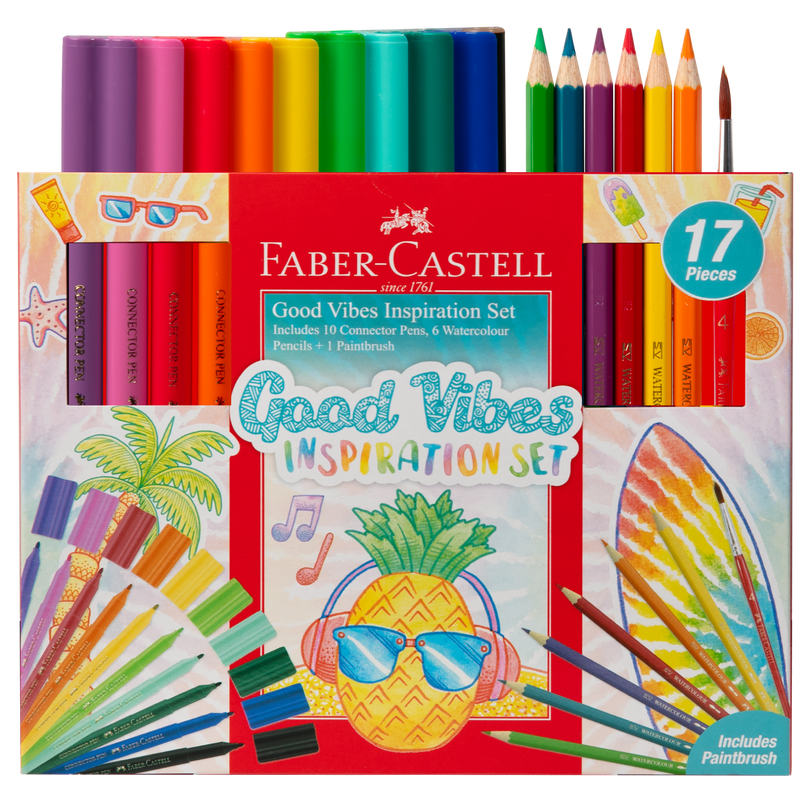 Gray Faber Castell Good Vibes Inspiration Set of 17 Drawing Accessories