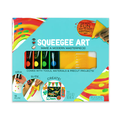 Medium Turquoise I Heart Art Squeegee Art Set Kids Paint and Canvas