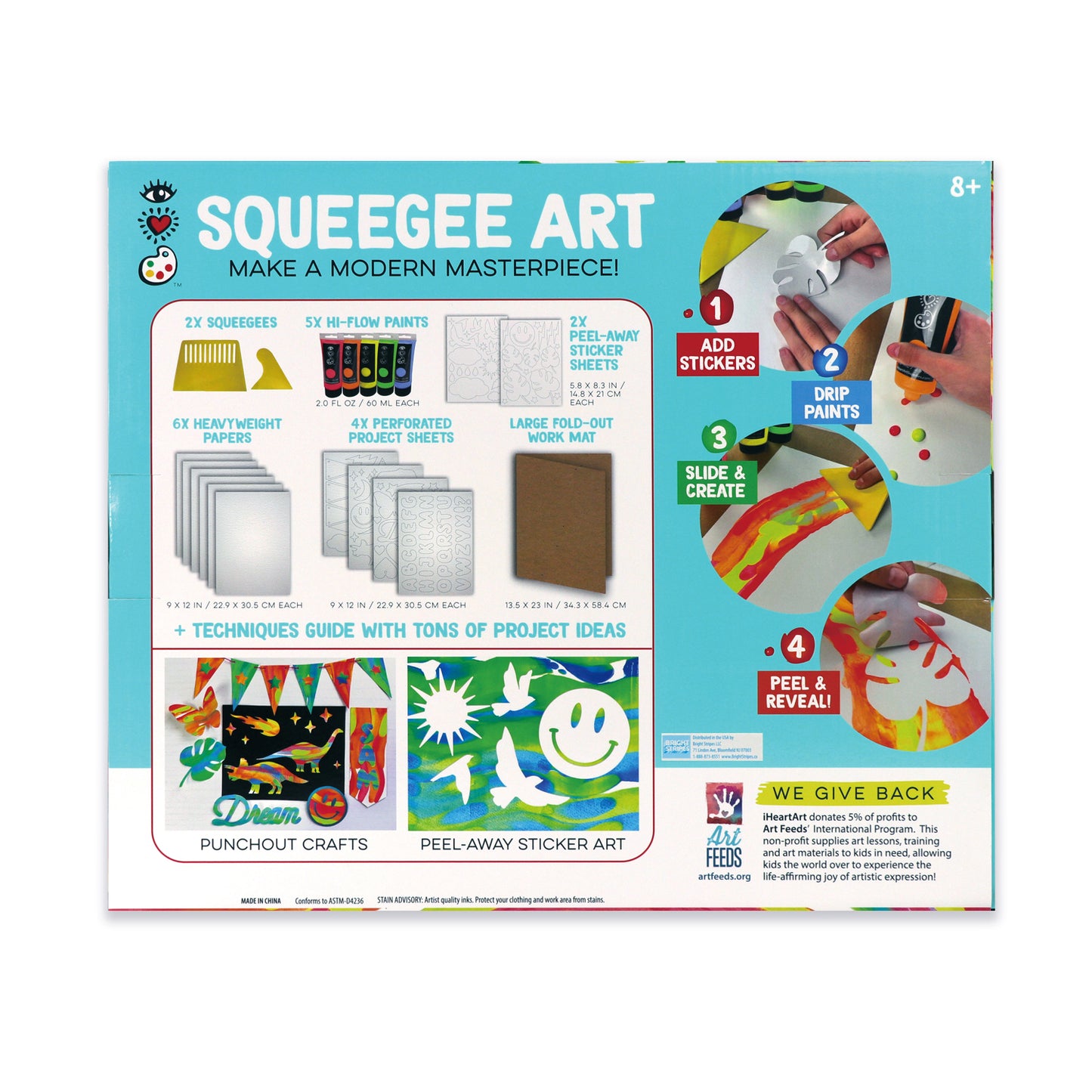 White Smoke I Heart Art Squeegee Art Set Kids Paint and Canvas