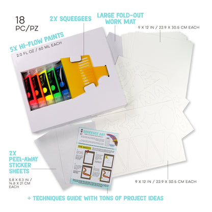 White Smoke I Heart Art Squeegee Art Set Kids Paint and Canvas