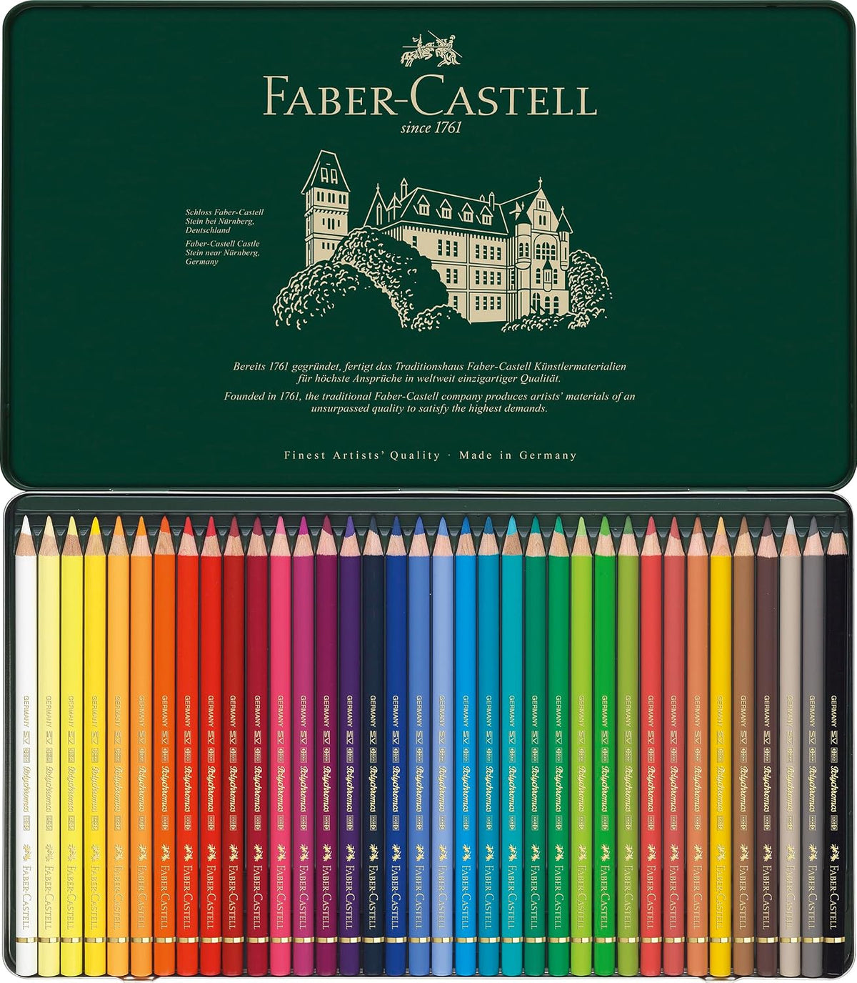 Dark Slate Gray Polychromos Colour Pencil Assorted, Tin of 36 Pencils