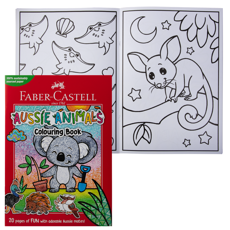 Saddle Brown Faber Castell Aussie Animals 20pg A4 Colouring Book Kids Craft Kits