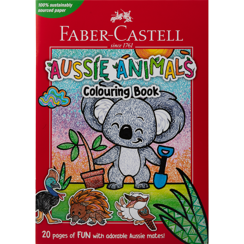 Brown Faber Castell Aussie Animals 20pg A4 Colouring Book Kids Craft Kits