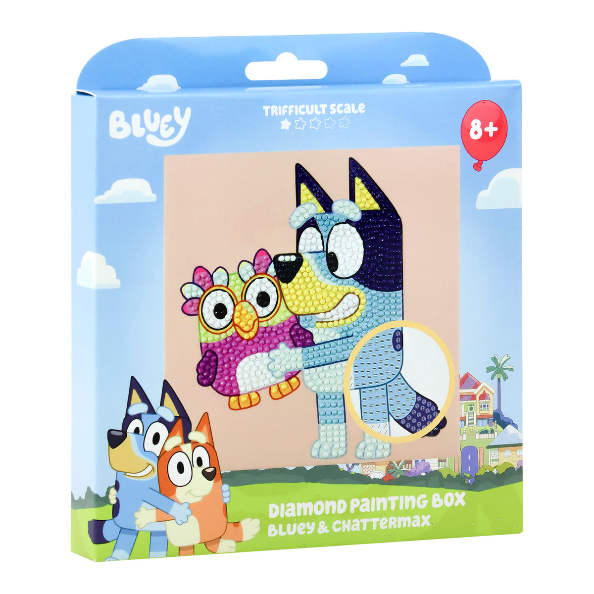 Light Blue Bluey Diamond Painting Box, 15x15cm - 001 Bluey & Chattermax Kids Activities