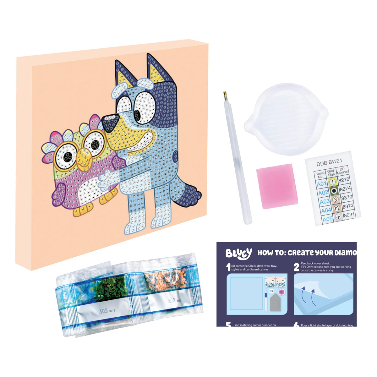 White Smoke Bluey Diamond Painting Box, 15x15cm - 001 Bluey & Chattermax Kids Activities