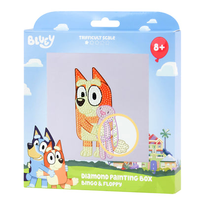 Light Gray Bluey Diamond Painting Box, 15x15cm -  002 Bingo & Floppy Kids Activities