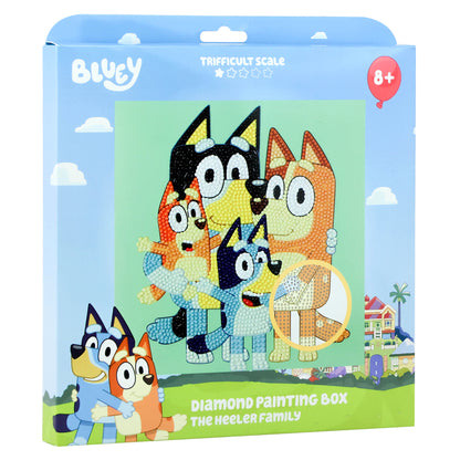 Light Blue Bluey Diamond Painting Box, 22x22cm -  006 The Heeler Family Kids Activities
