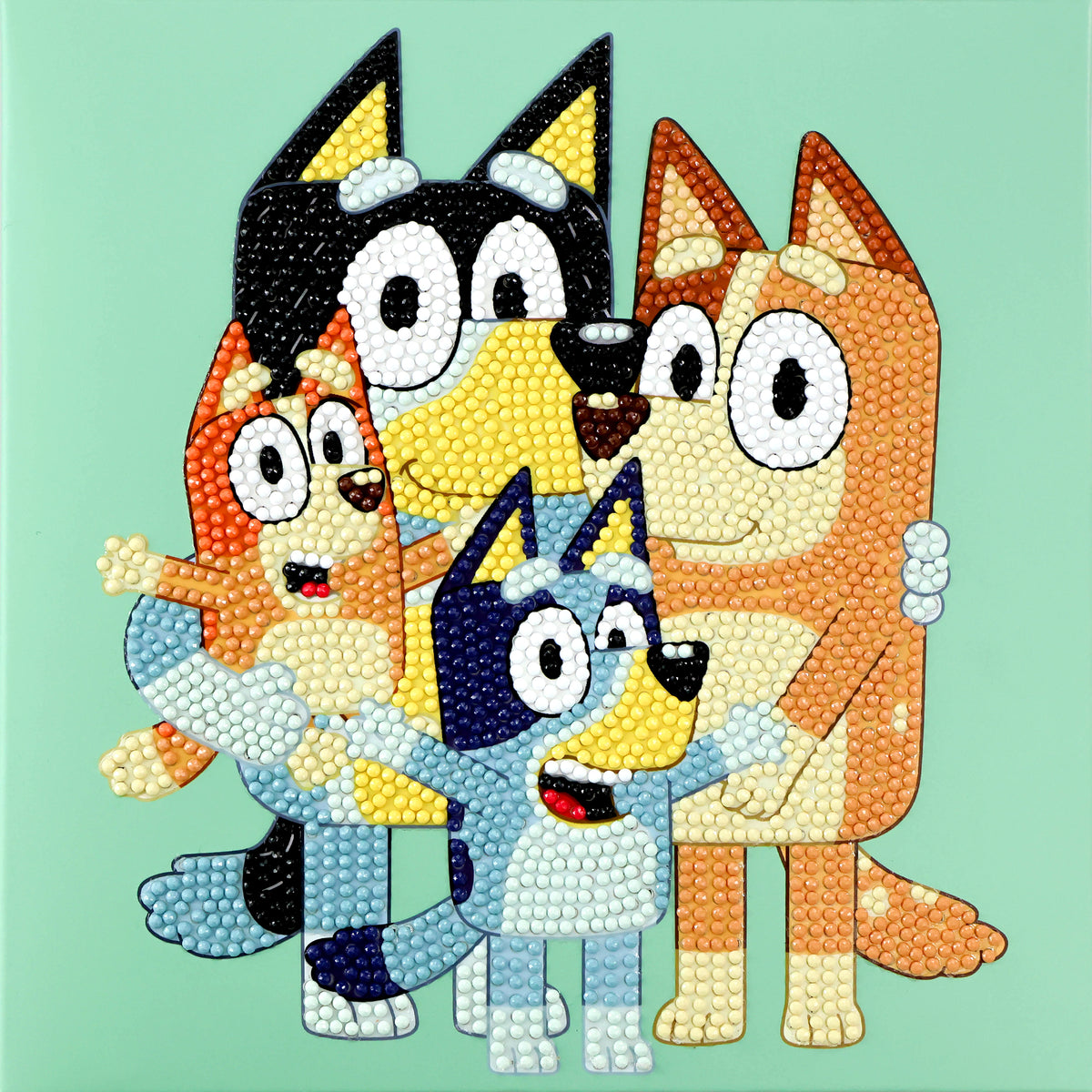 Light Green Bluey Diamond Painting Box, 22x22cm -  006 The Heeler Family Kids Activities
