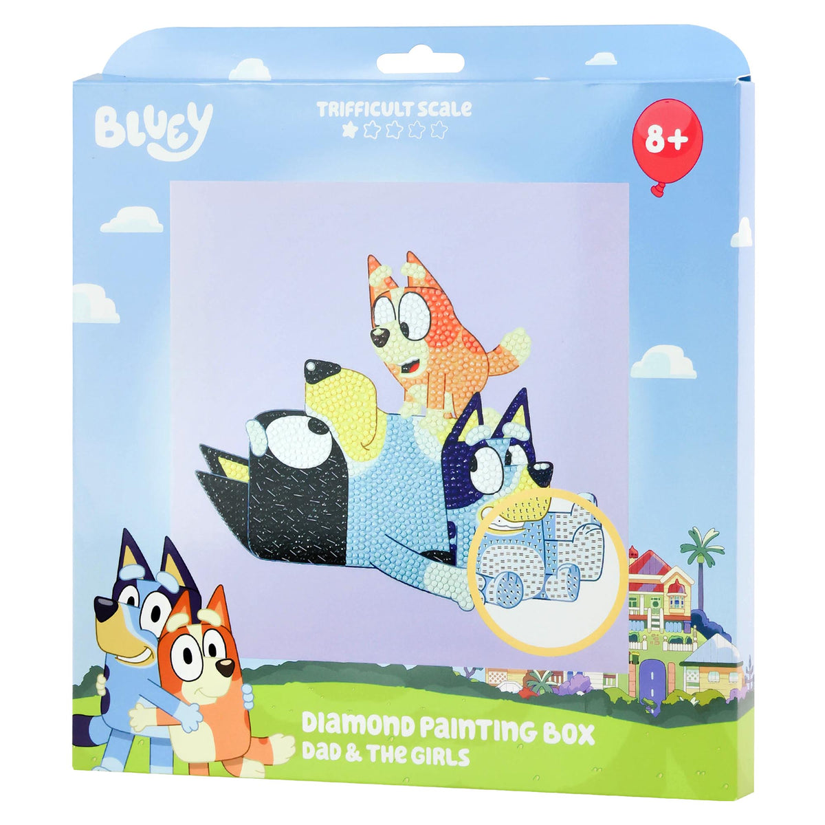 Light Blue Bluey Diamond Painting Box, 22x22cm -  007 Dad & The Girls Kids Activities