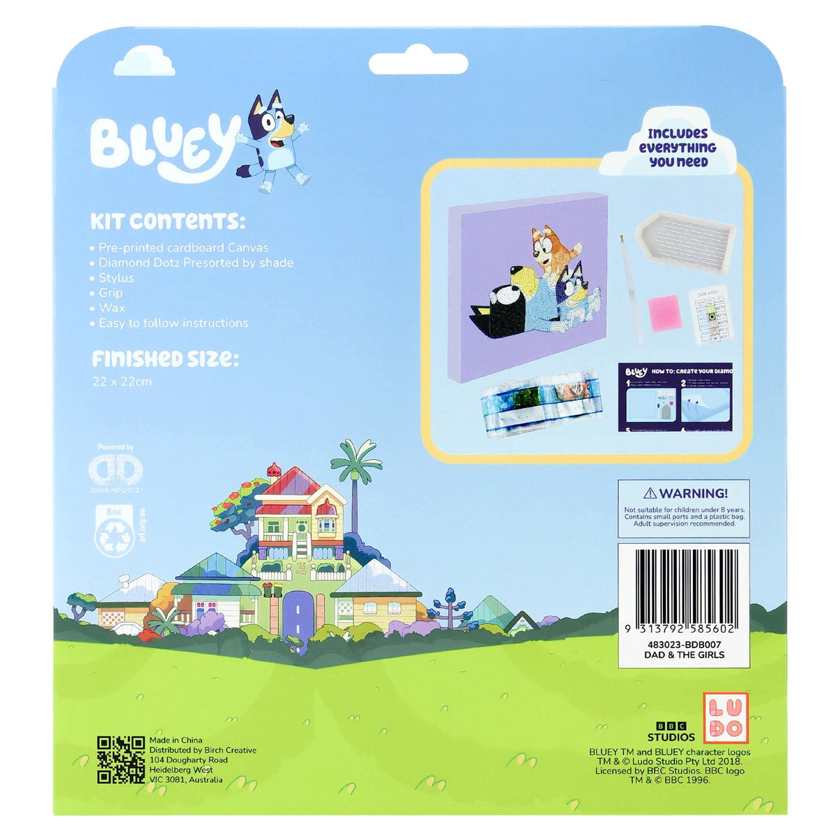 Light Blue Bluey Diamond Painting Box, 22x22cm -  007 Dad & The Girls Kids Activities