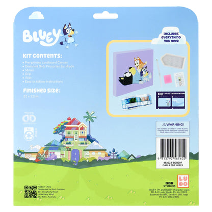 Light Blue Bluey Diamond Painting Box, 22x22cm -  007 Dad & The Girls Kids Activities