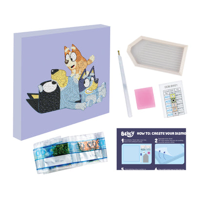 White Smoke Bluey Diamond Painting Box, 22x22cm -  007 Dad & The Girls Kids Activities
