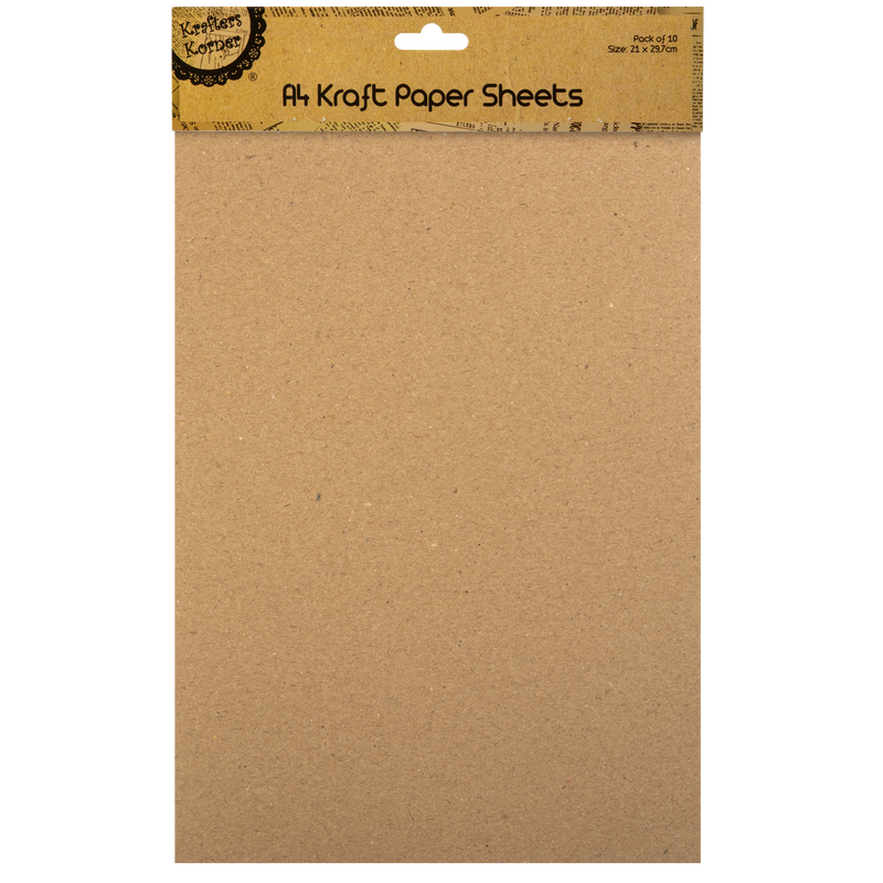Dark Khaki Krafters Korner A4 Kraft Sheets 10 Pack Cardstock