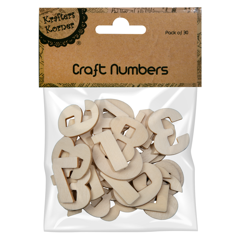 Rosy Brown Krafters Korner Craft Wood Numbers 30 Pack Kids Wood Craft