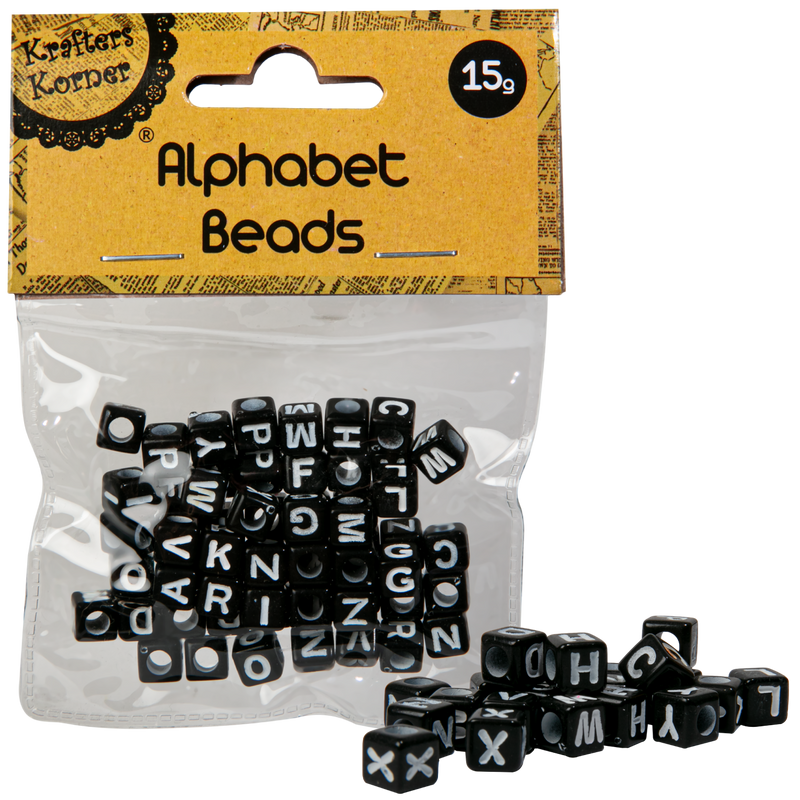 Black Krafters Korner Alphabet Beads 15 Grams Beads