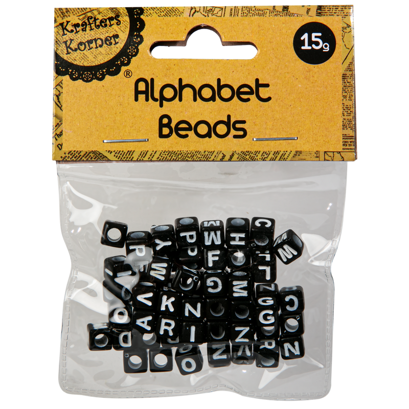 Black Krafters Korner Alphabet Beads 15 Grams Beads